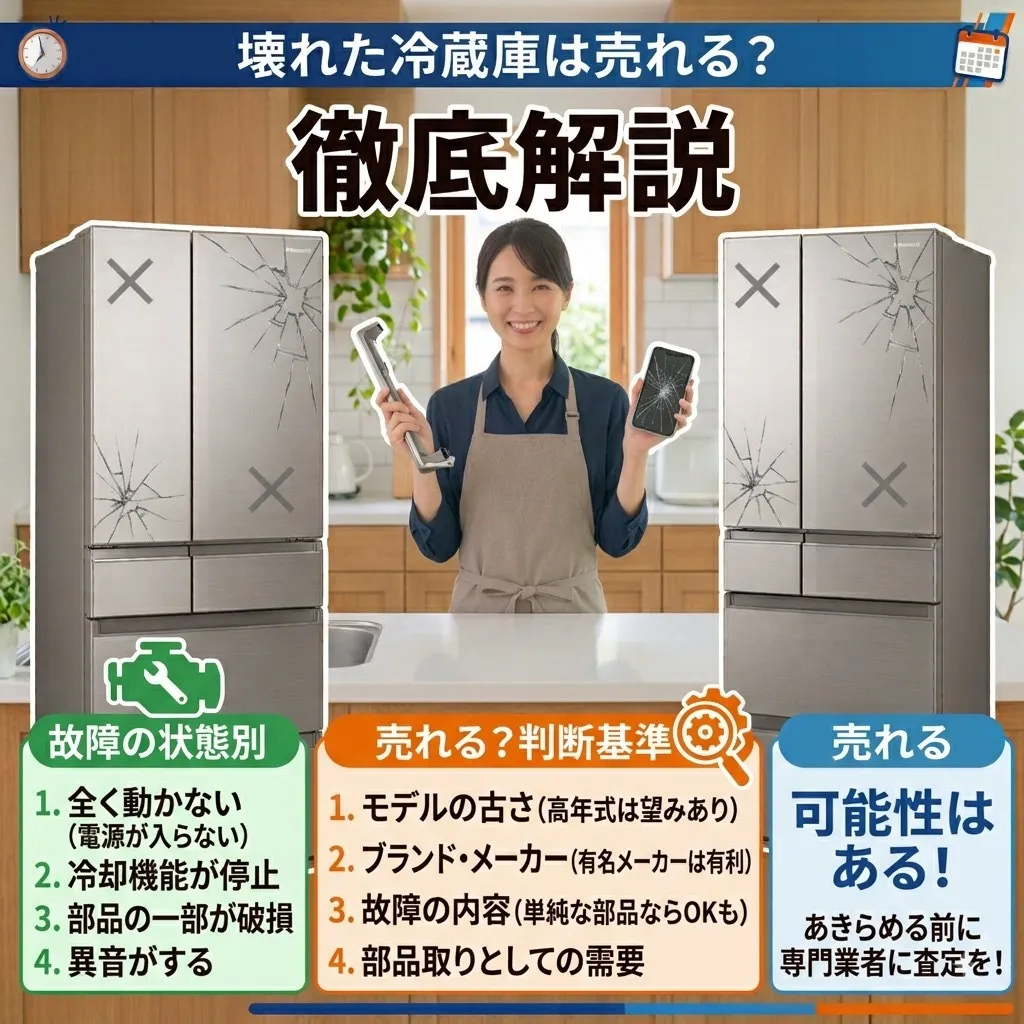 壊れた冷蔵庫は売れる?故障・不具合がある場合の買取可否を解説