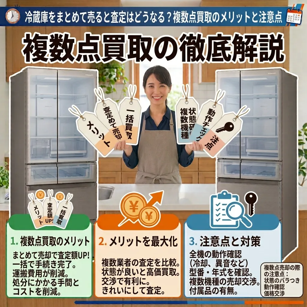 冷蔵庫をまとめて売ると査定はどうなる？複数点買取のメリットと注意点