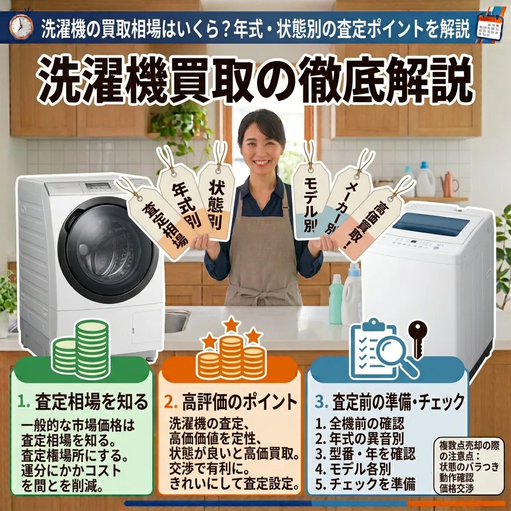 洗濯機の買取相場はいくら？年式・状態別の査定ポイントを解説