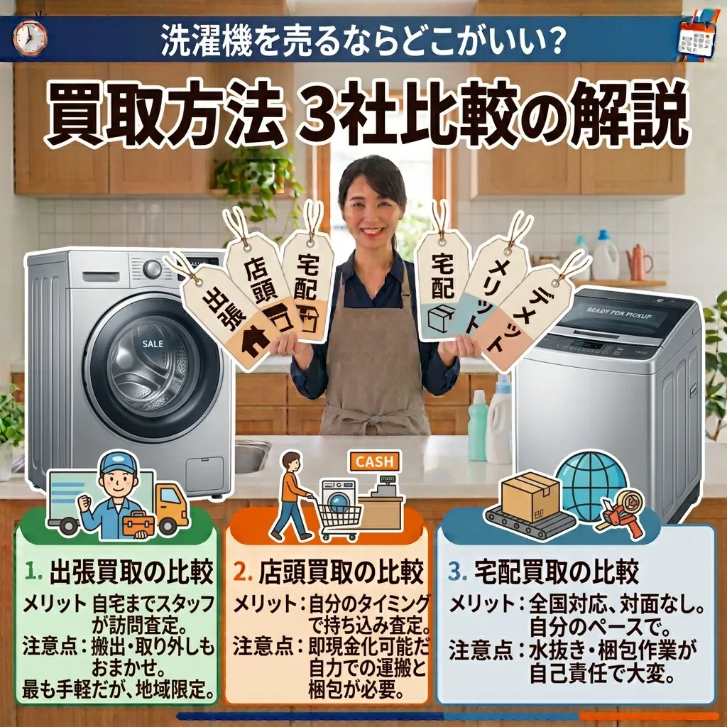 洗濯機を売るならどこがいい？出張・店頭・宅配買取を比較