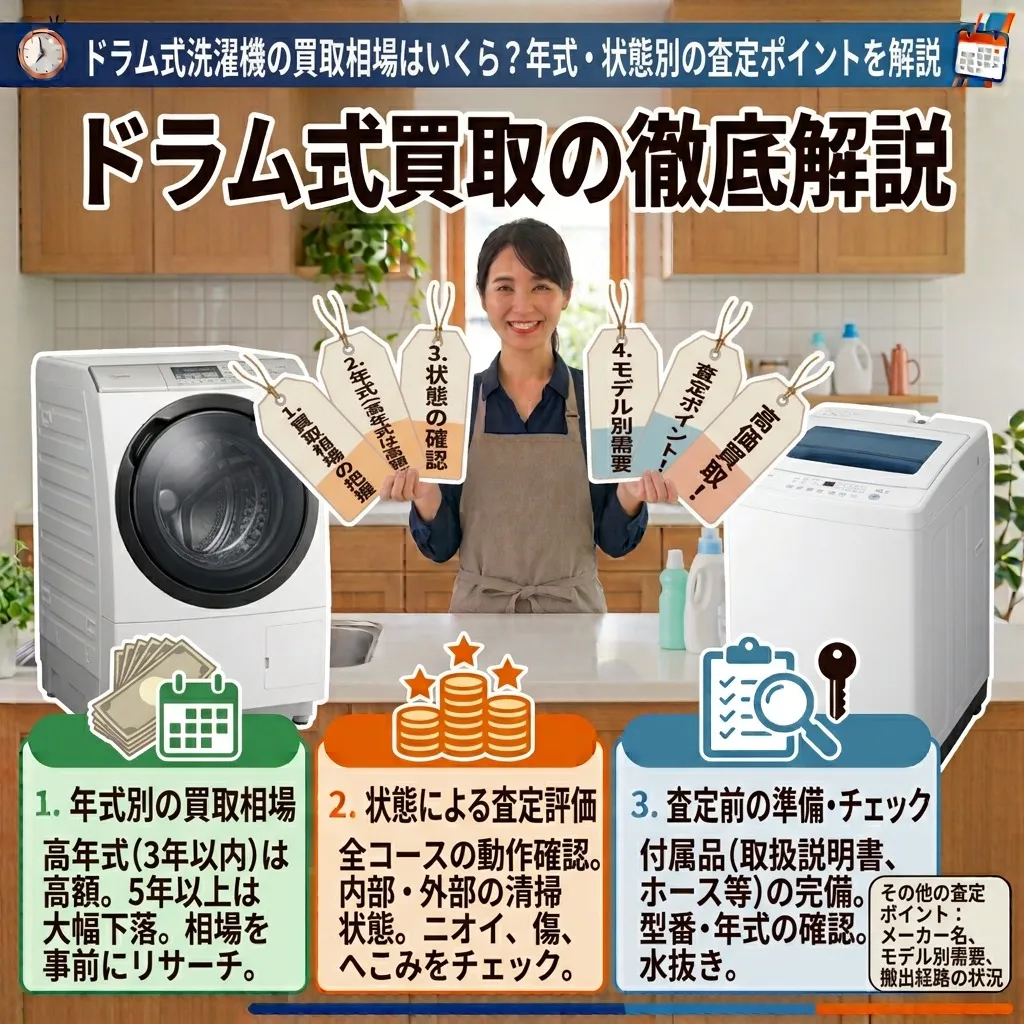ドラム式洗濯機の買取相場はいくら？年式・状態別の査定ポイントを解説