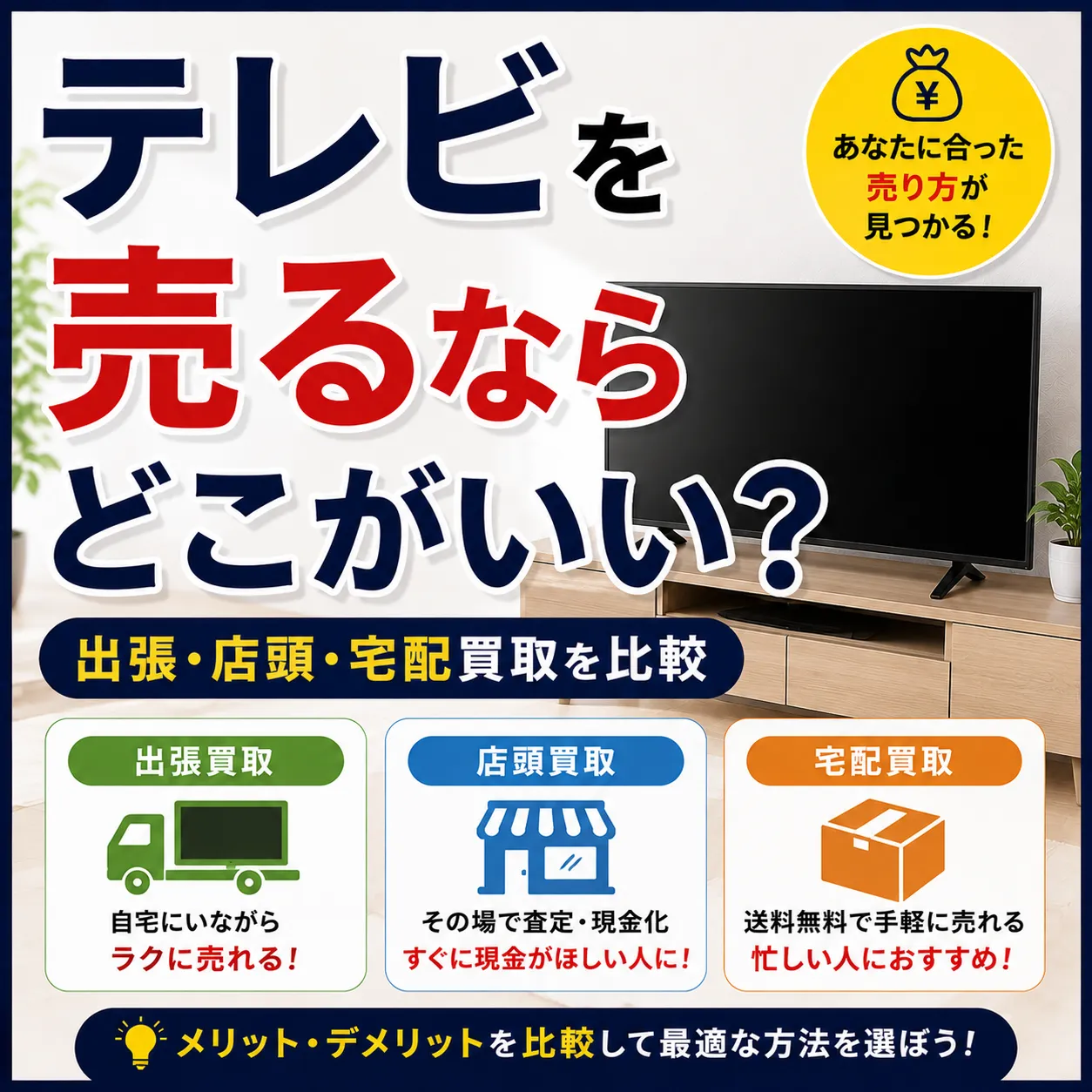 テレビを売るならどこがいい？出張・店頭・宅配買取を比較