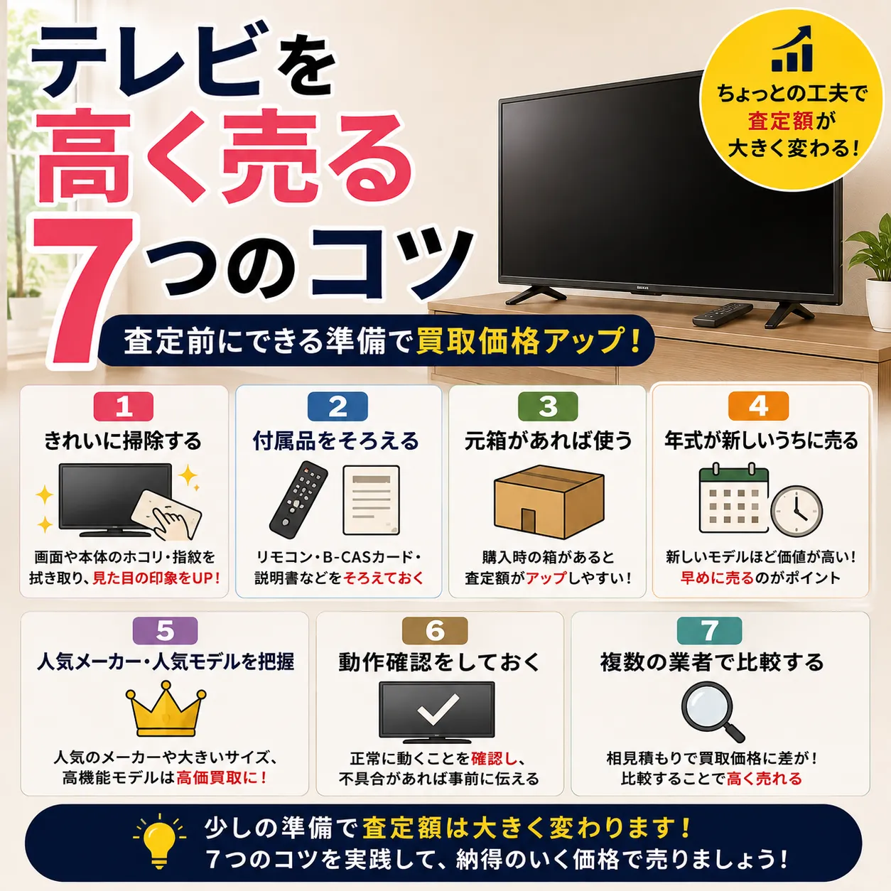 テレビを高く売る7つのコツ｜査定前にできる準備